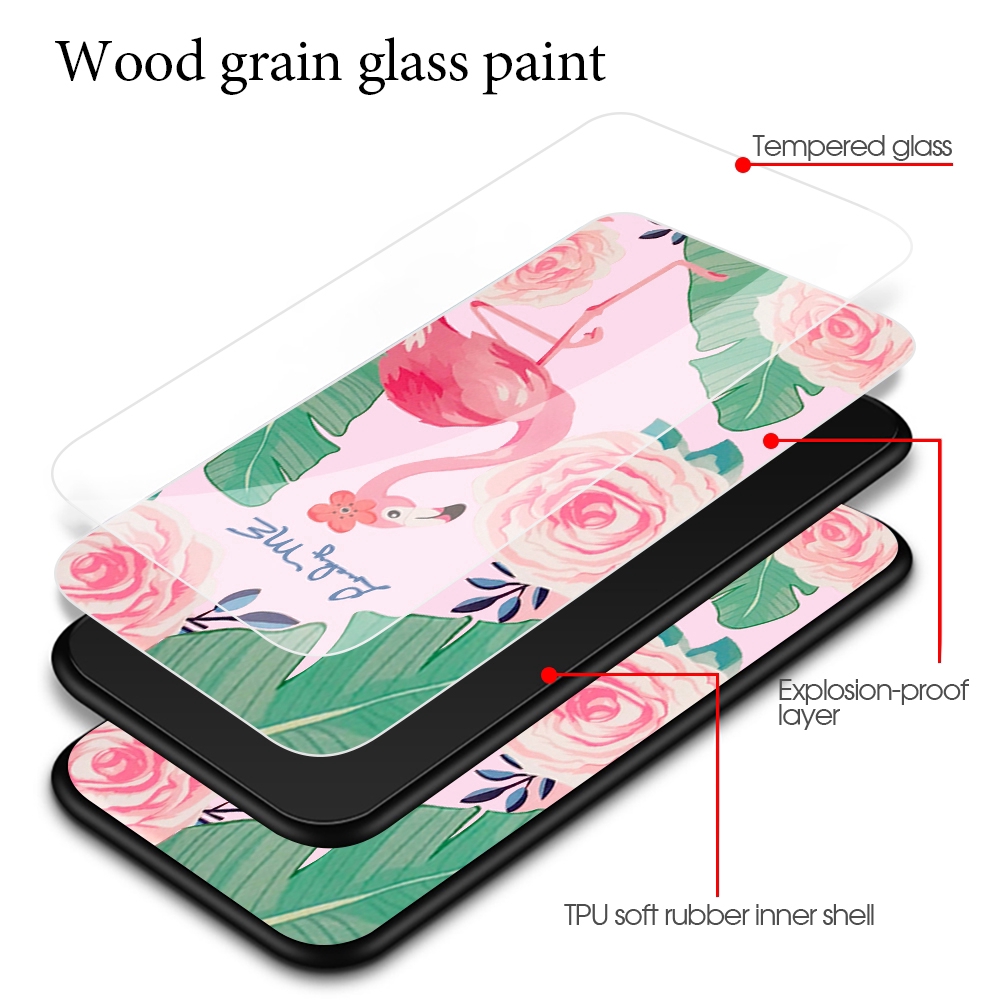 Ốp điện thoại từ silicon mặt kính cường lực in hình lá/trái tim cho Samsung Galaxy A71 A51 A20 A30 A10 Note 10 Pro Plus
