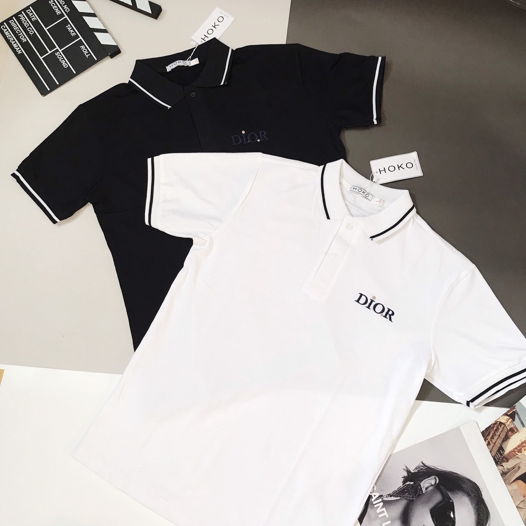 Áo thun nam ngắn tay cổ polo in chữ L.V sang trọng vải cotton mặc mát mềm mịn co giãn form regular VBSHO0028