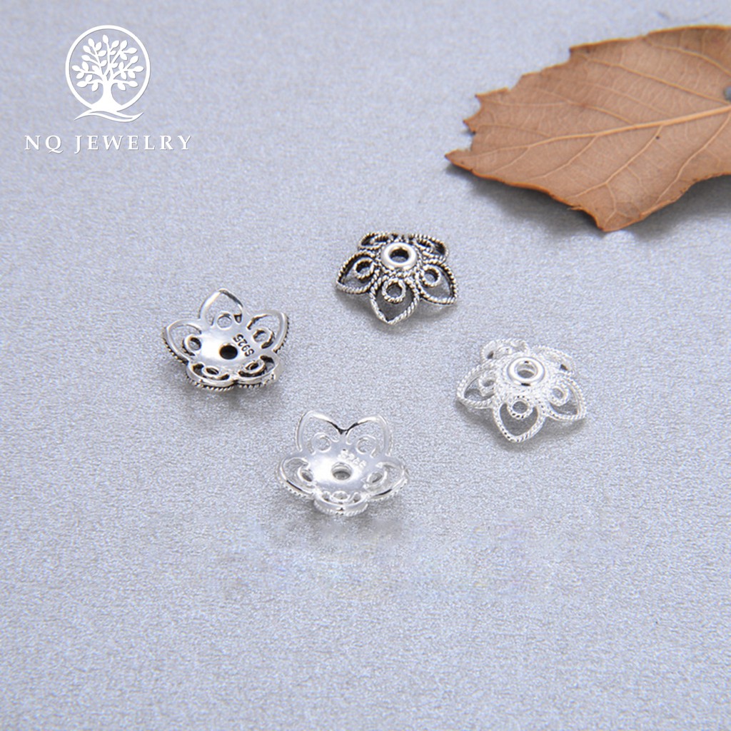 Charm bạc chụp hạt hoa 5 cánh - NQ Jewelry
