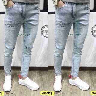 [FREESHIP] QUẦN JEAN NAM CAO CẤP CO DÃN RÁCH 2 NGANG 2 BÊN GỐI CHUẨN MEN RẤT ĐẸP 911