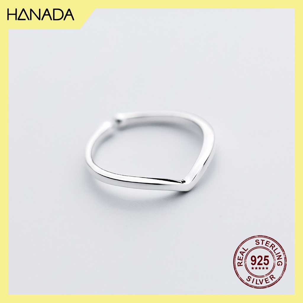 Nhẫn Bạc 925 Hanada 0766 Chữ V Trơn Freesize