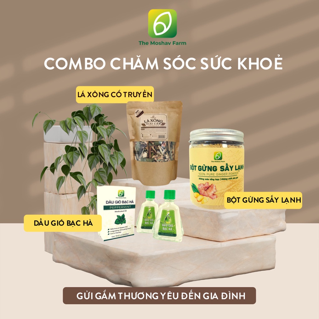 Combo giải cảm 1 hũ 40gr bột gừng sấy lạnh, 1 hộp 2 chai dầu gió bạc hà - ảnh sản phẩm 5