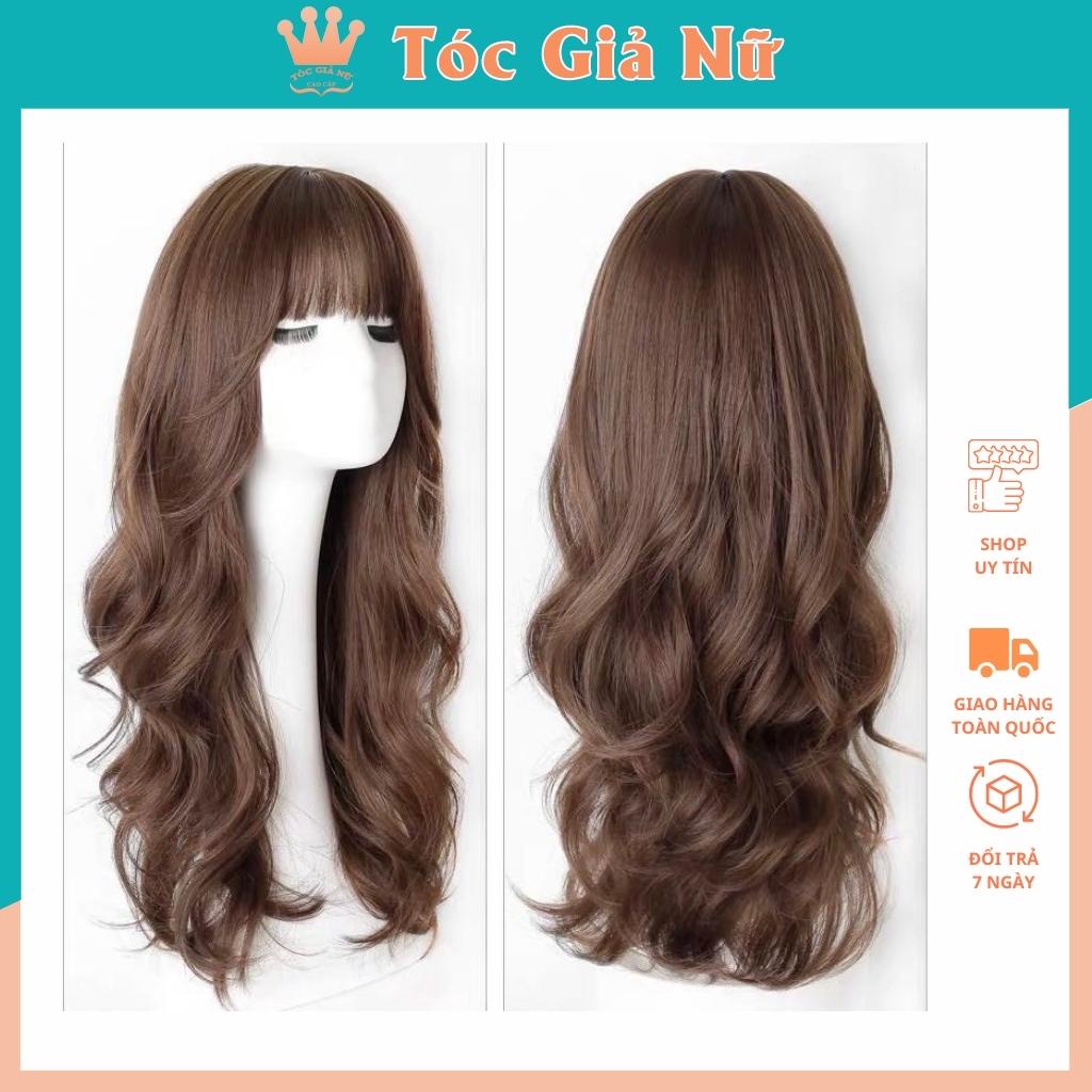 Tóc giả nữ nguyên đầu xoăn dài đẹp, loại cao cấp, tặng kèm lưới trùm tóc wig, c8263