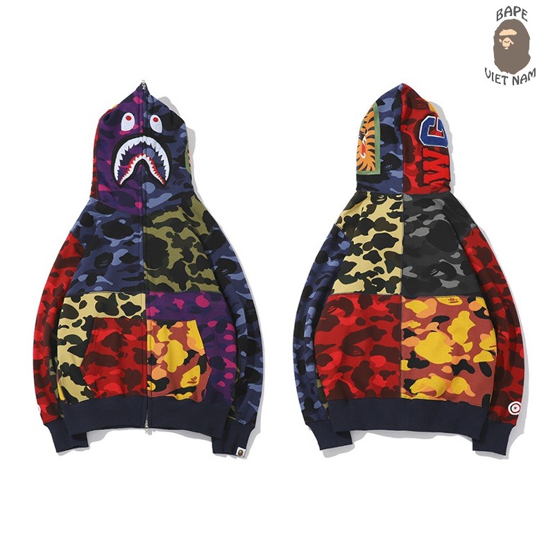 [Ảnh thật + FREESHIP] Jacket Bape Shark x PUBG mix Color fullzip , Áo khoác Hoodie Bape Cá Ngáo | BigBuy360 - bigbuy360.vn