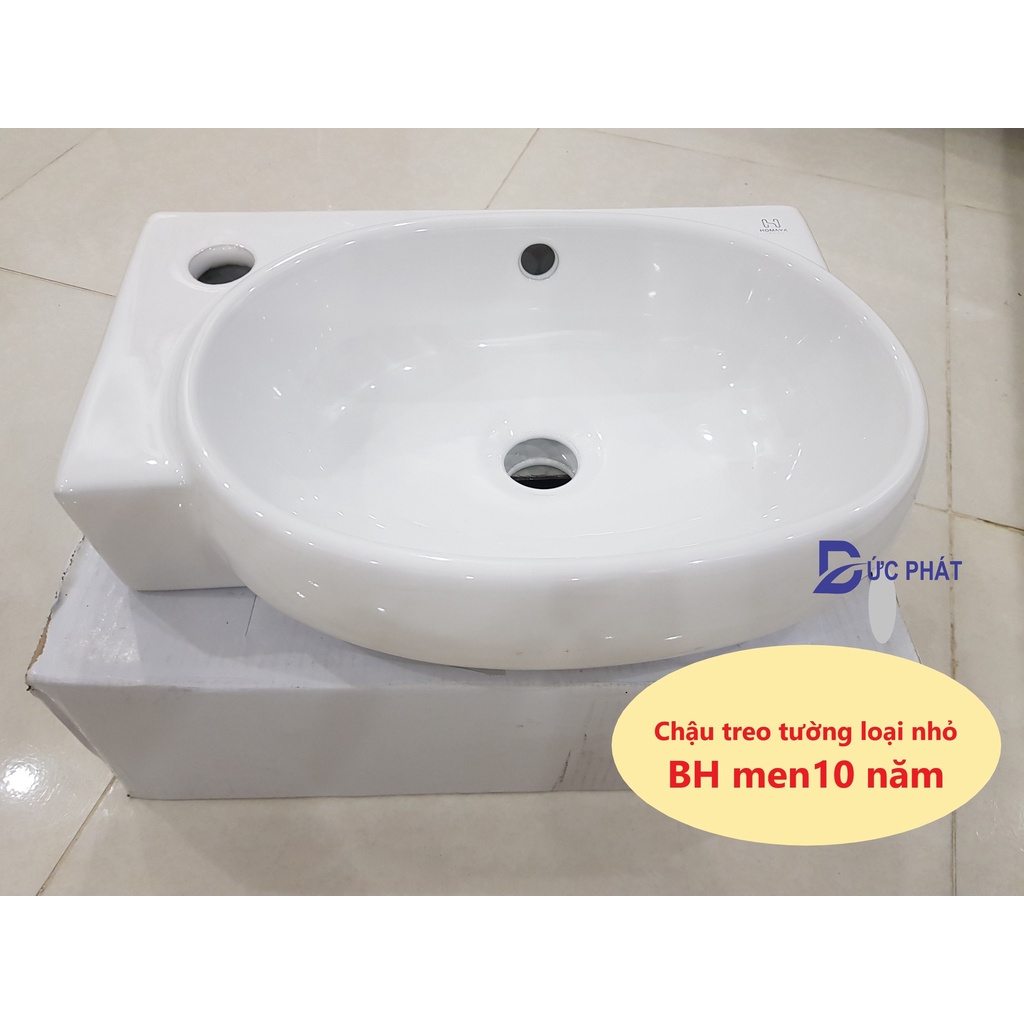 Chậu lavabo sứ, chậu rửa mặt treo tường loại nhỏ cho phòng tắm chật hẹp, men đẹp bảo hành 10 năm