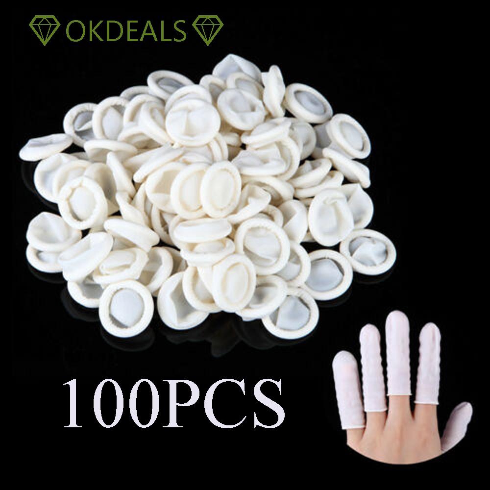 Bộ 100 Vỏ Bọc Bảo Vệ Ngón Tay Bằng Latex Chống Trượt Dùng Một Lần