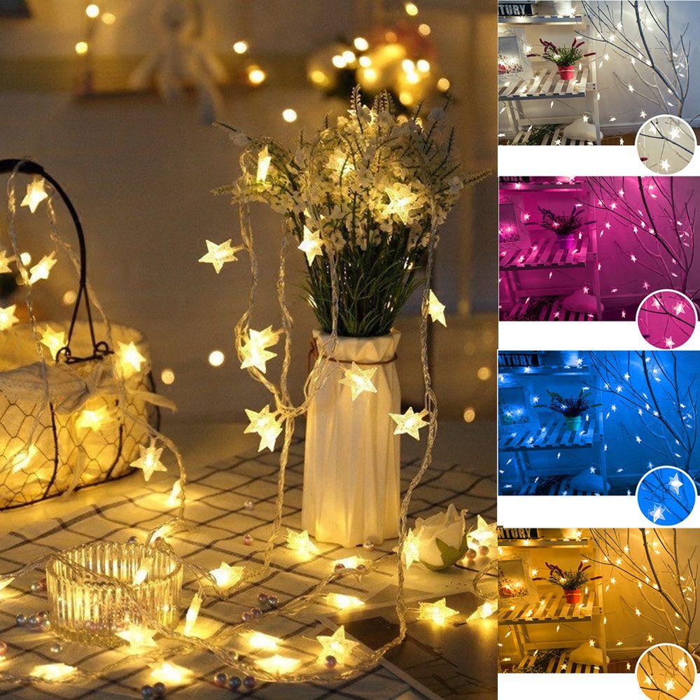 Dây Đèn LED 24 Bóng Hình Ngôi Sao Trang Trí Tiệc Giáng Sinh Chạy Pin