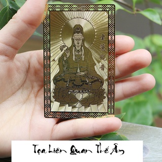 Tấm thẻ đồng phật bà quan thế âm Tọa Liên Quan Thế Âm cao cấp bỏ túi ví nhà cửa tài lộc bình an sức khỏe