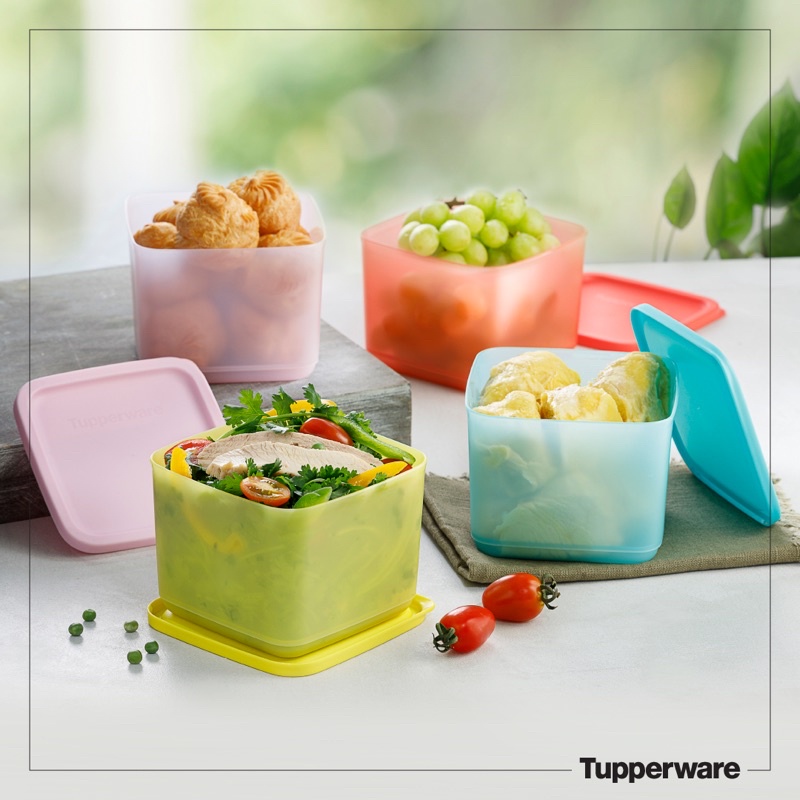 Bộ 4 Hộp BQTP Medium Square Round 4 Hộp Vuông 1L Tupperware - Bảo hành trọn đời bởi Tupperware Việt Nam