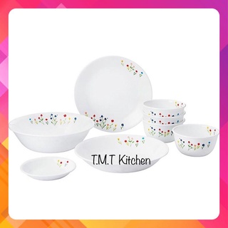 Combo chén dĩa thuỷ tinh Mỹ Corelle Flower Hill 8 món 8-FWH-P