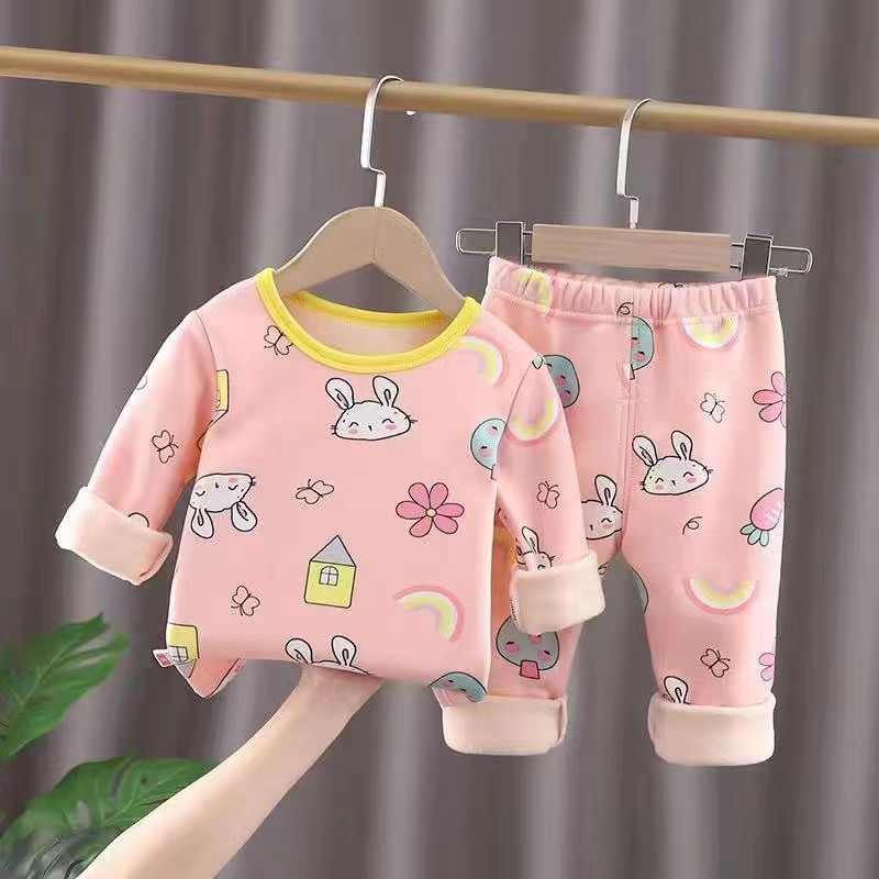Bộ nỉ lông vàng siêu mềm mịn, họa tiết xinh xắn cho bé gái từ 6kg -19kg