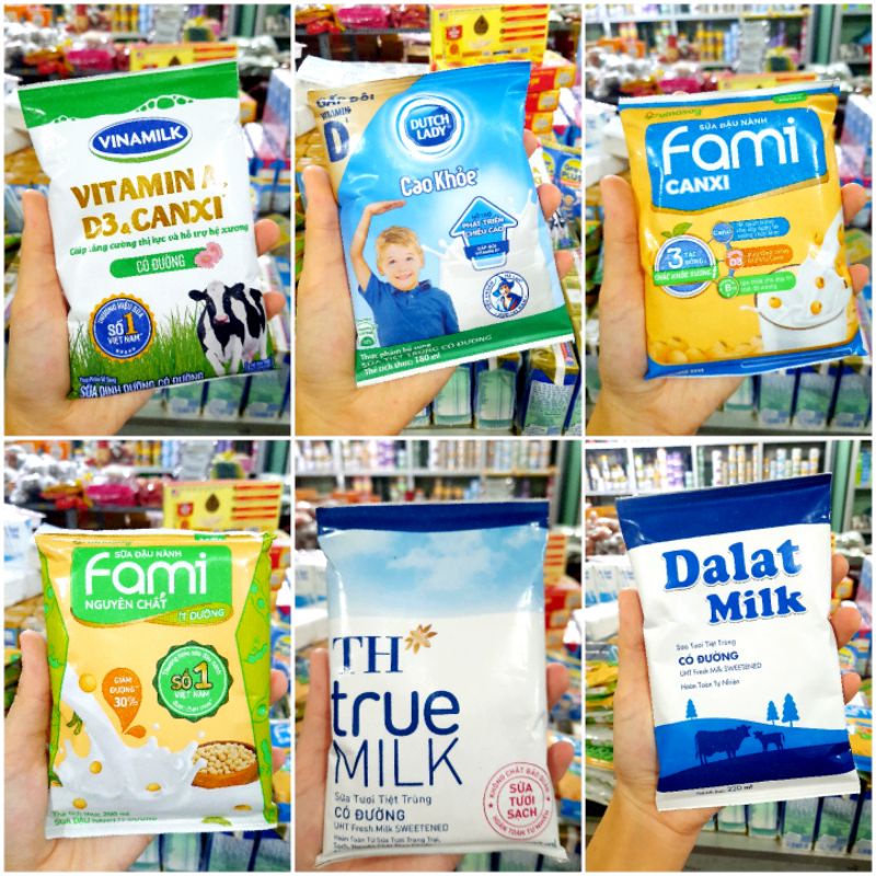 Sữa bịch lẻ*có bán sỉ thùng*(  vinamilk sôcola- dâu-cam,  fami ,  hà lan cao khỏe,  TH true milk, đà lạt milk, MILO ) | BigBuy360 - bigbuy360.vn
