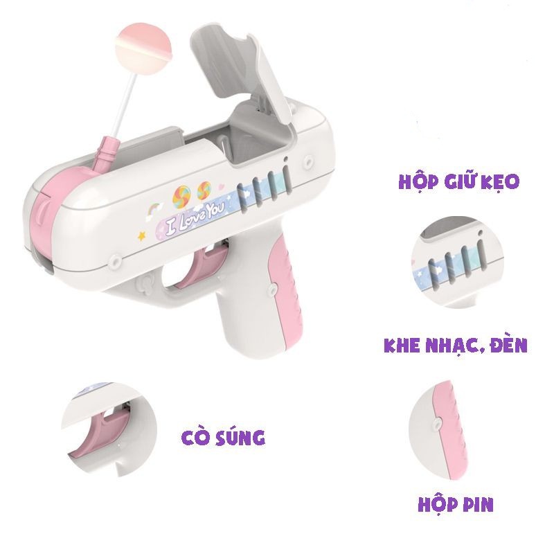 SÚNG BẮN KẸO HOT TRENDS TIKTOK /FULL BOX，Súng Bắn Kẹo Mút Mới Lạ Cho