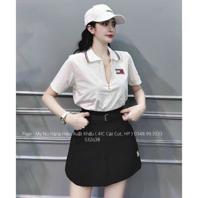 Áo TM cổ bẻ khoá tag chữ nhiều màu