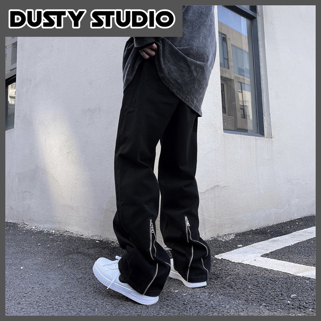 Quần Jean Suông DUSTY STUDIO form ống rộng phối khóa zip