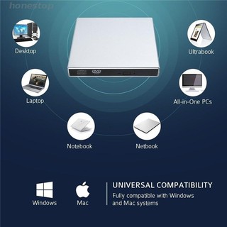Ổ đĩa DVD/CD gắn ngoài với cổng USB 2.0 kèm 2 dây cáp