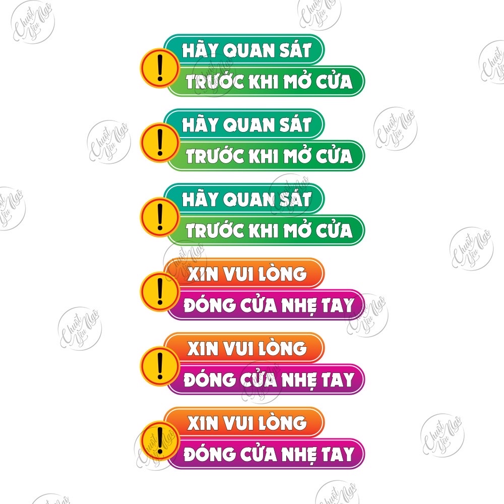 Combo 3 cặp (6 miếng) dán chú ý quan sát trước khi đóng mở cửa  dán cửa kính, cửa ô tô tem chống thấm nước NT 69