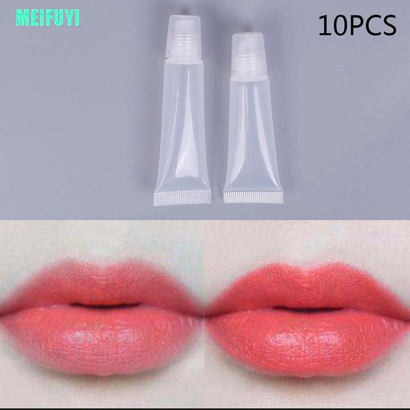 (Hàng Mới Về) Set 10 Tuýp Rỗng 8ml / 15ml Bằng Nhựa Trong Suốt Đựng Son Dưỡng Môi