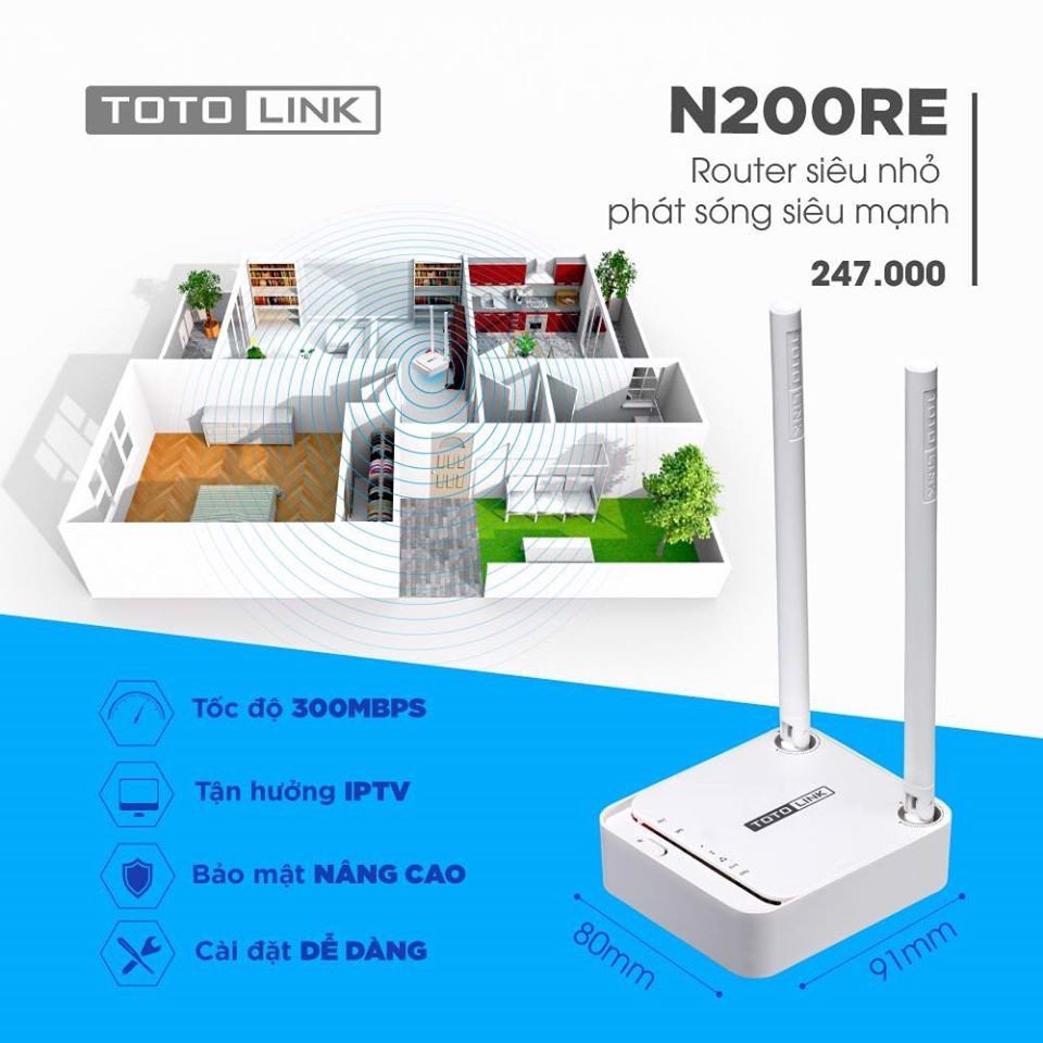 [Chính Hãng] Bộ Phát WiFi TOTOLINK N200RE-V3, Bộ Phát Wifi Chuẩn N Tốc Độ 300Mbps | BigBuy360 - bigbuy360.vn