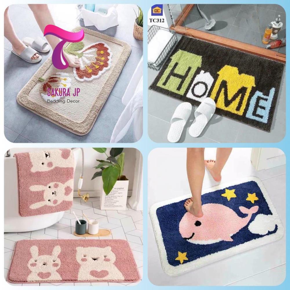 HÀNG MỚI-  Thảm Bếp Lông Cừu Họa Tiết Cute Chống Trượt - Thảm Chùi Chân Lông Cừu