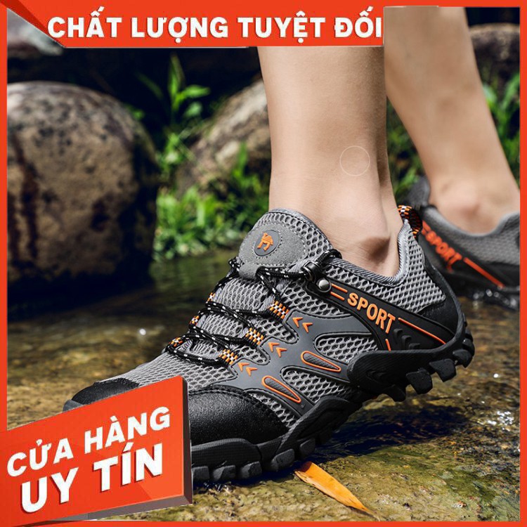 HÀNG NHẬP KHẨU -  [XẢ KHO] Giày thể thao bằng da phối lưới không trơn trượt để đi bộ leo núi chất lượng cao cho nam - Hà