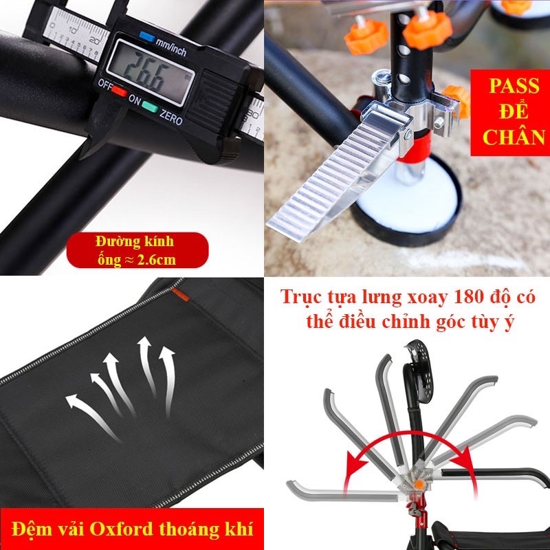 Ghế câu đài ghế câu cá địa hình full phụ kiện KK-10