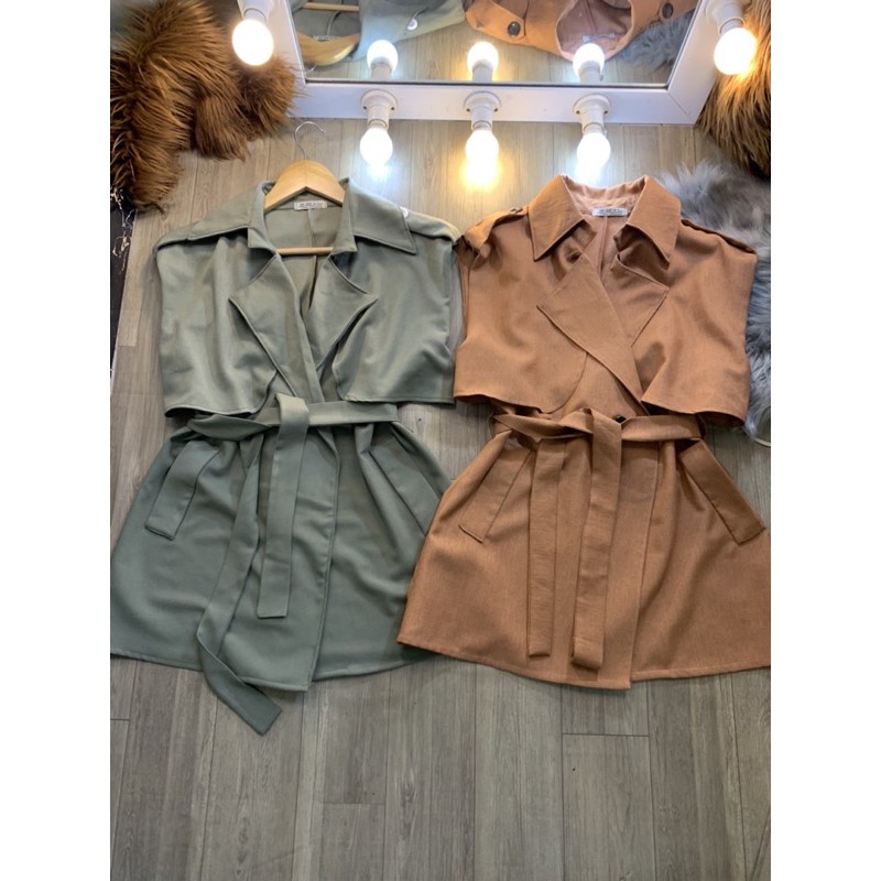 Đầm vest Âu Màu Rêu,Gạch siêu sịn hình thật