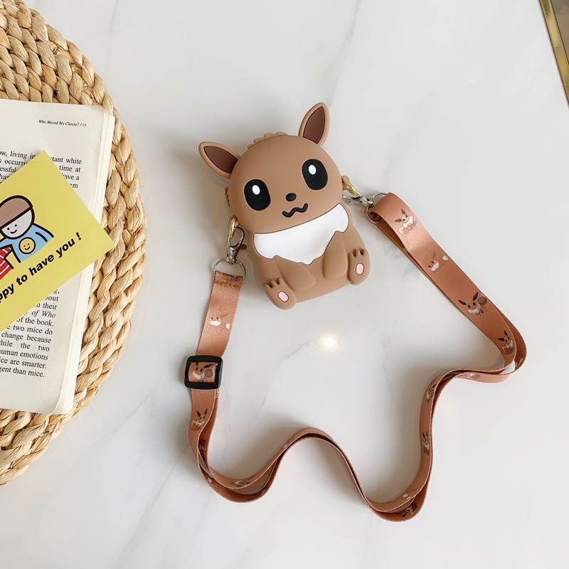 Túi Đeo Vai Đựng Tiền Xu Bằng Silicon Hình Pikachu Dễ Thương Cho Bé