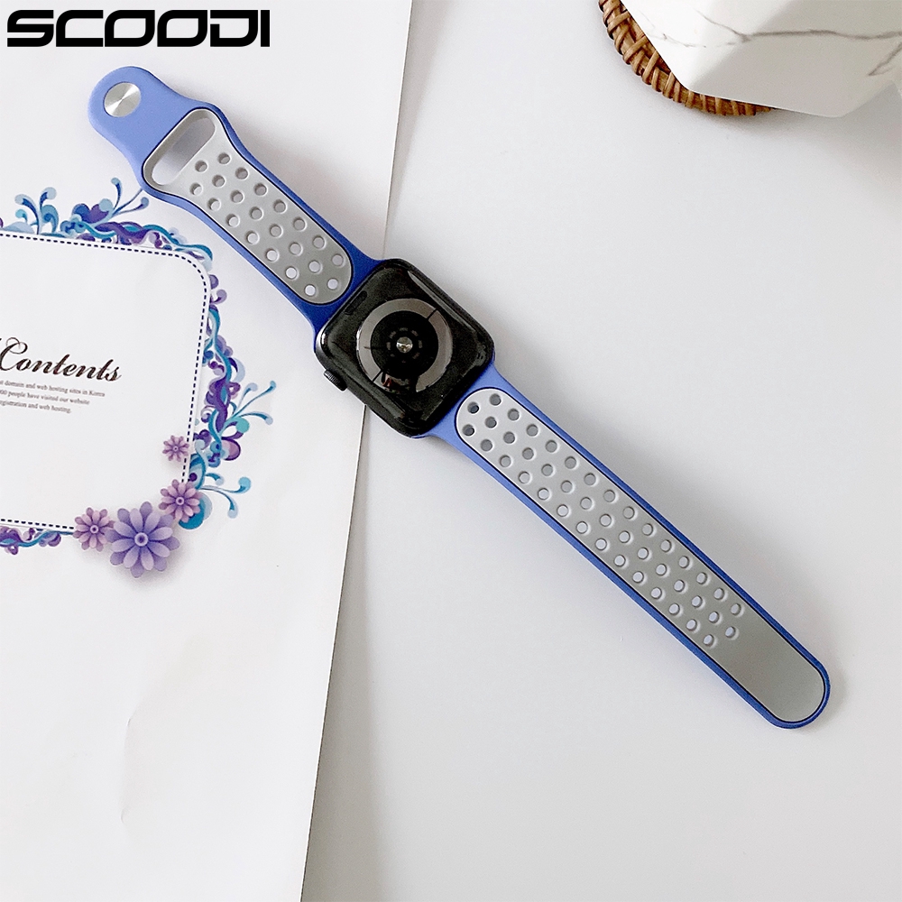 Dây đeo đồng hồ bằng silicon thích hợp cho Apple Series 5 4 3 2 1 Kích Thước 38mm 40mm 42mm 44mm