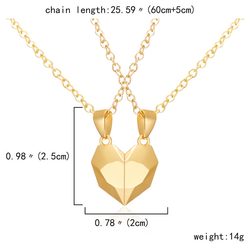 Tmdbyx  Set 2 Vòng cổ tình bạn mặt hình trái tim có nam châm