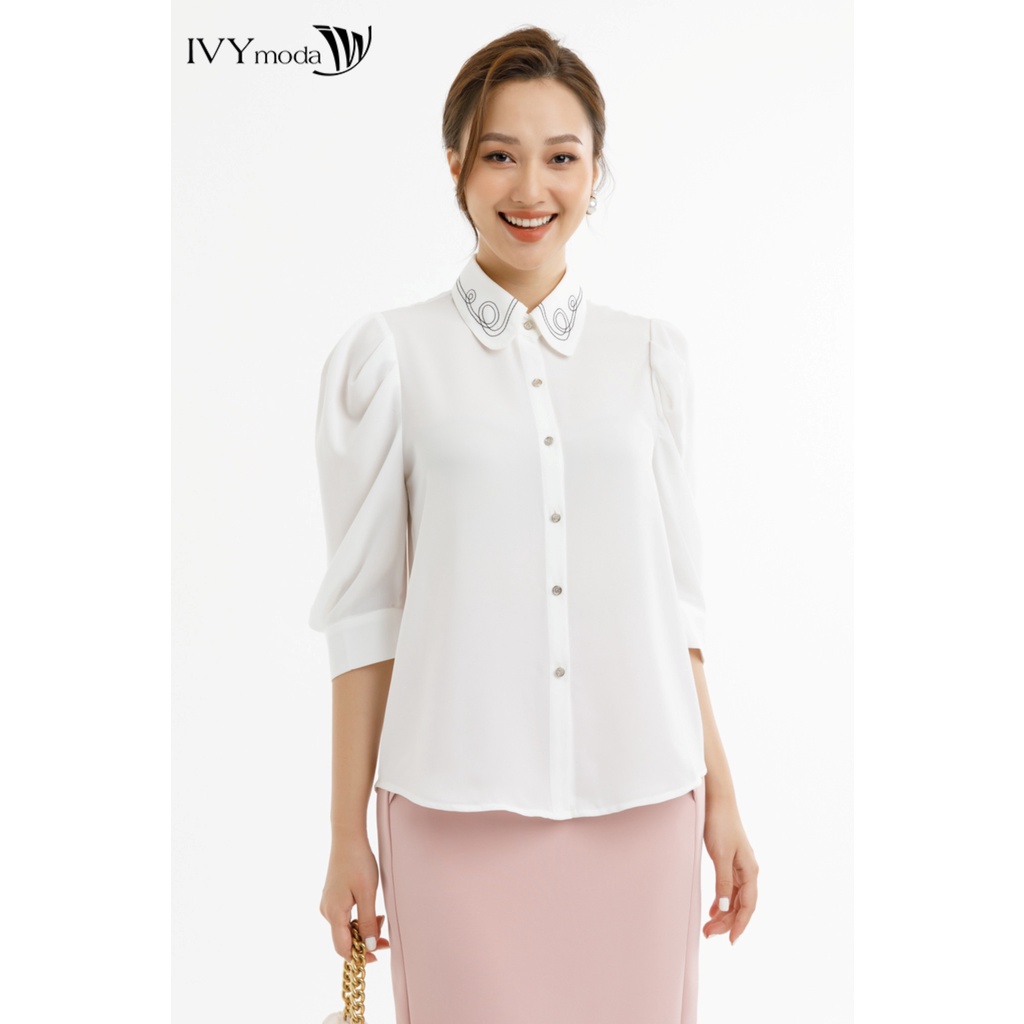 Áo sơ mi lụa nữ IVY moda MS 16M7579