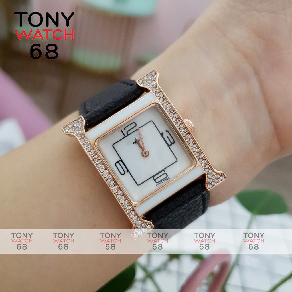 Đồng hồ nữ Winsley chữ H đẹp chính hãng dây da chống nước Tony Watch 68