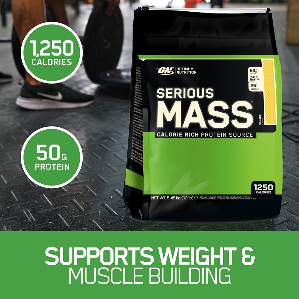 Serious Mass On 12lbs - Sữa tăng cân tăng cơ giàu dinh dưỡng dành cho người gầy - Optimum Nutrition Serious Mass Weight