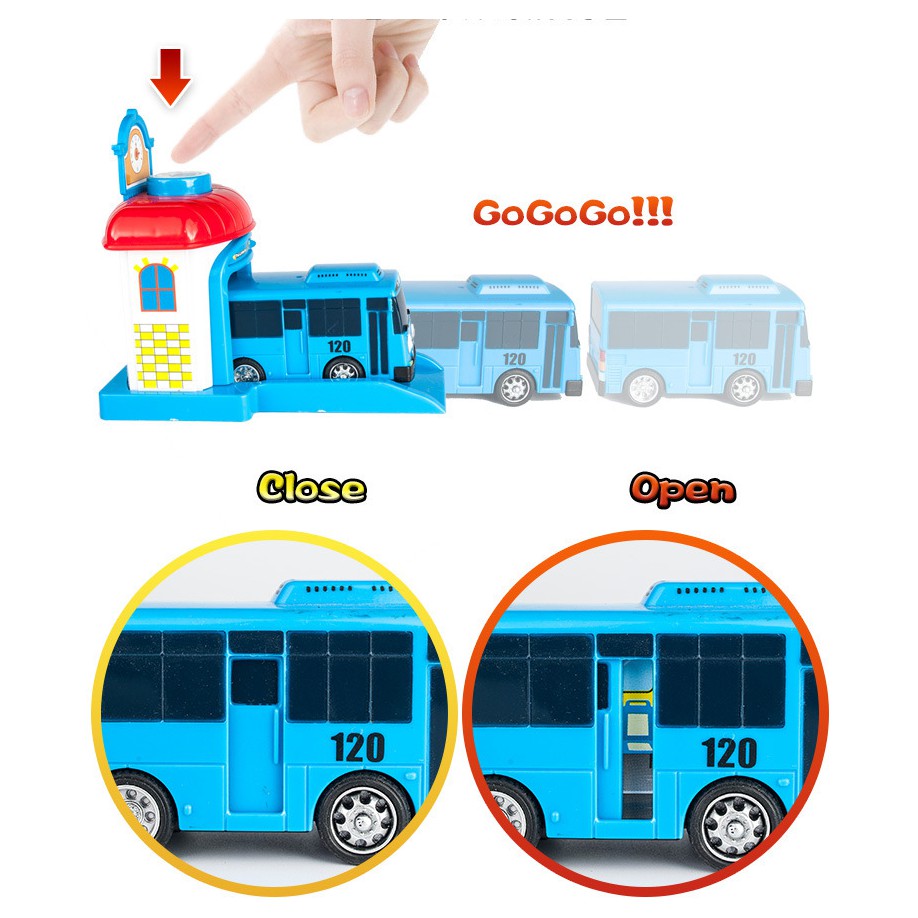 Xe buýt Tayo Bus garage Đồ chơi trẻ em bộ sản phẩm gồm 1 nhà và 1 xe