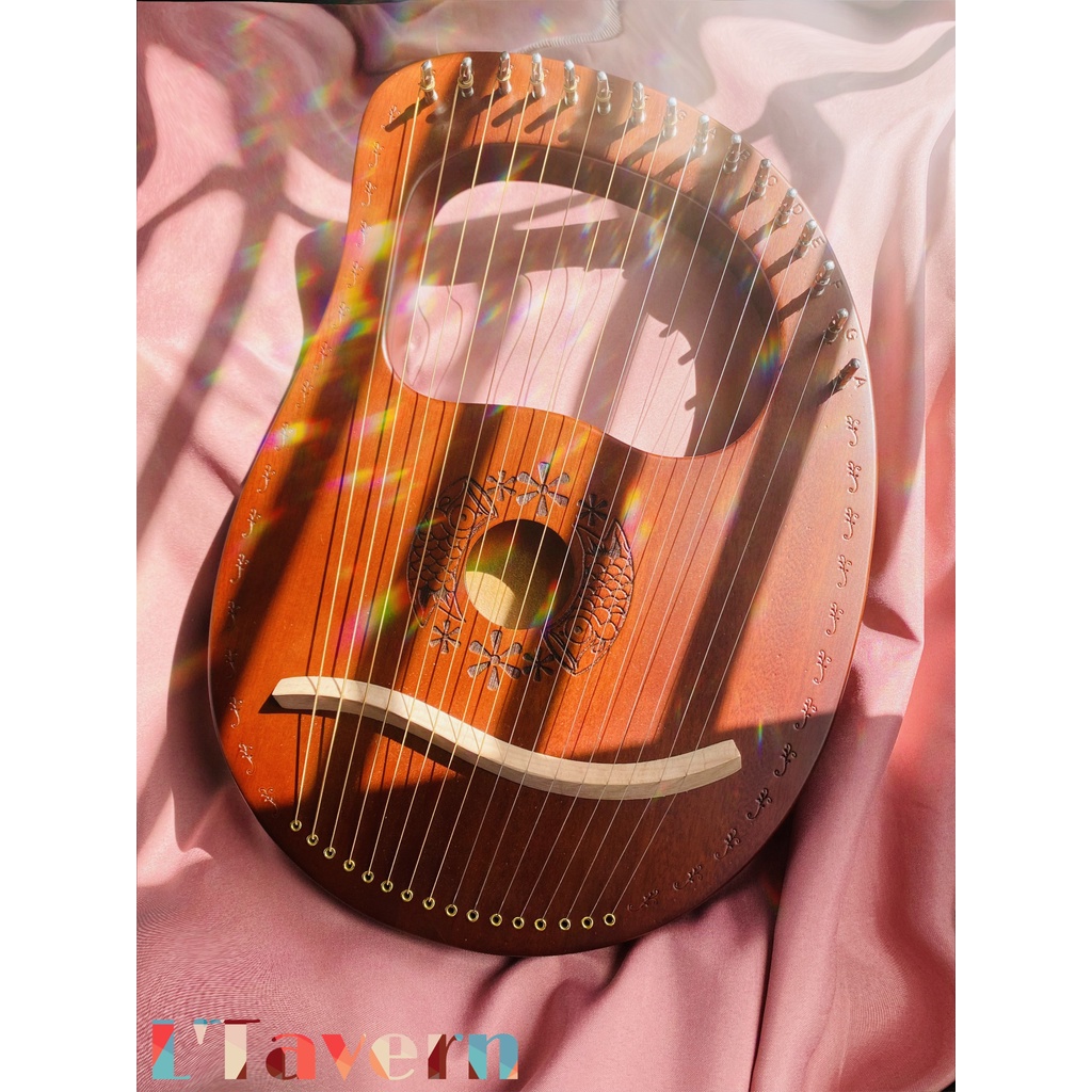 Đàn lyre đàn hạc 16 dây tone C hình cá chép màu vintage gỗ FREESHIP tặng full phụ kiện