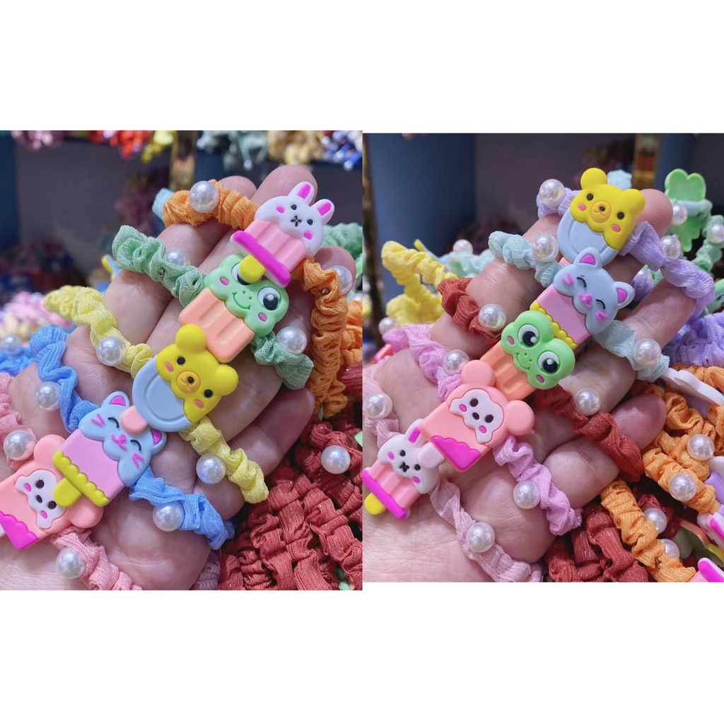 Dây cột tóc hạt châu đính icon Hàn Quốc - K524