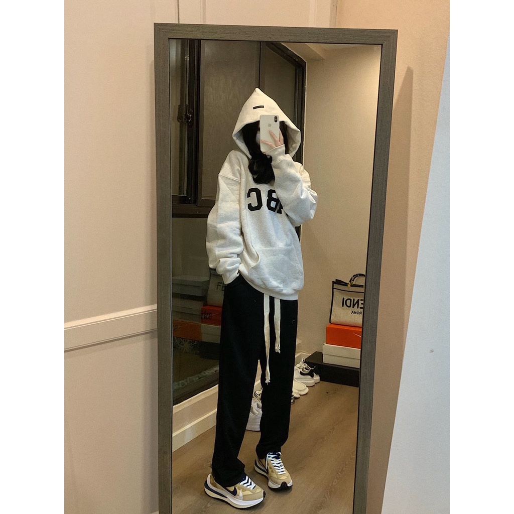 Áo Nỉ Nam Nữ Hoodie  ABC Form Rộng [FREESHIP] ♥ Sweater tay bồng unisex, thun có mũ in chữ cái cá tính Ulzzang ♥ | BigBuy360 - bigbuy360.vn