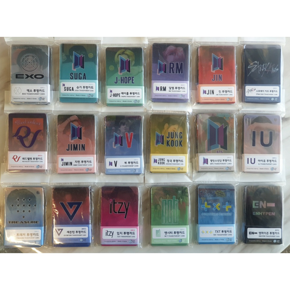 K-POP IDOL Transparent Photocard : BTS, ENHYPEN, NCT, SKZ, EXO, TWICE, RED VELVET, aespa, ITZY,  TXT