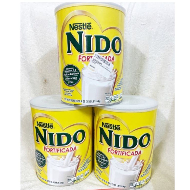 Sữa bột Nestlé NIDO nguyên kem Fortificada 1.6kg (nắp trắng) [Hàng Mỹ Bay Air có Bill]
