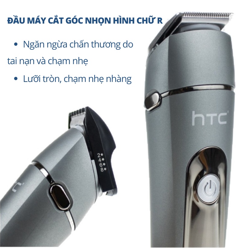 (MỚI 2022) Bộ máy tông đơ 10in1 cắt tóc, cạo râu, tỉa lông mũi đa năng HTC AT1205 AT1206 Il Người lớn trẻ em Flyco tăng