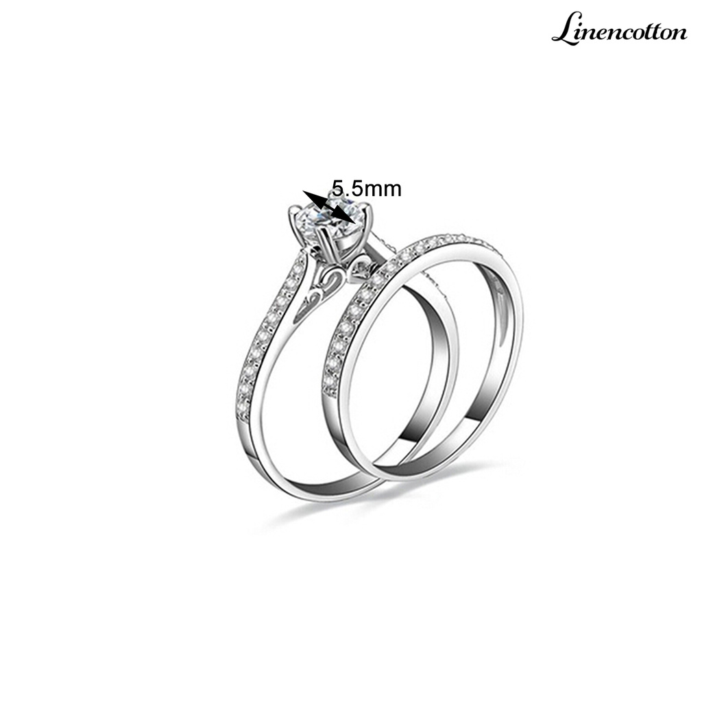 Bộ 2 Nhẫn Cưới Mạ Bạc Đính Đá Zircon Lấp Lánh