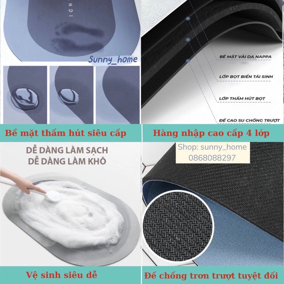 Thảm lau chân 3D Thảm chùi chân thấm nước Oval chống trơn trượt, vệ sinh dễ dàng