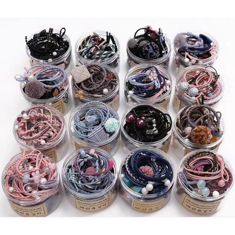 Set 12 dây buộc tóc xinh xắn dành cho nữ , thời trang Hàn Quốc Miễn Phí Vận Chuyển khi đơn đạt giá trị tối thiểu 200k