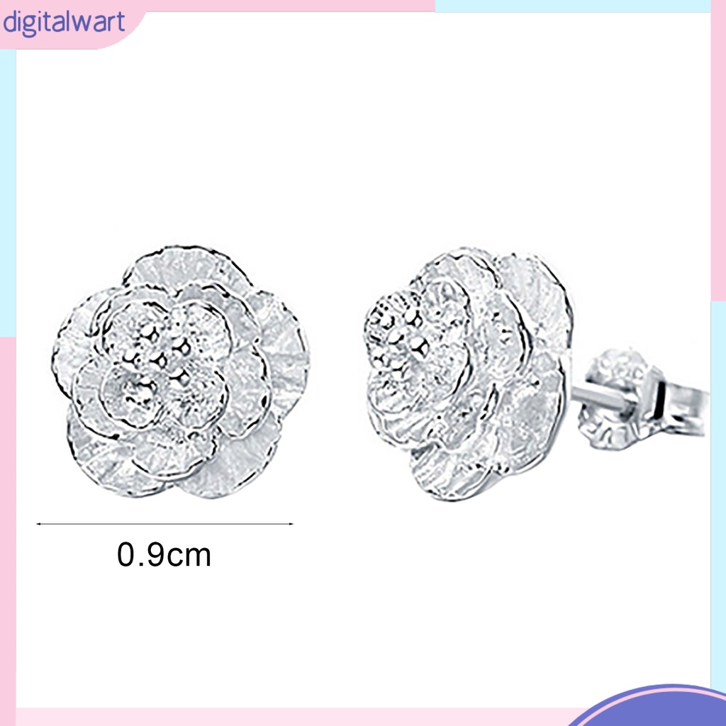 Cặp khuyên tai mạ bạc hình bông hoa sang trọng tinh tế lãng mạn dành cho nữ