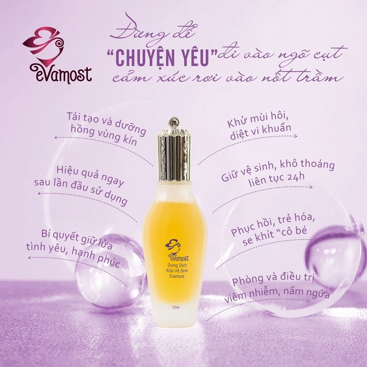Evamost Dung Dịch Vệ Sinh Chính Hãng 120ml, Dung Dịch Rửa Vệ Sinh Evamost Ngừa Nấm Dưỡng Vùng Kín Hồng Hào