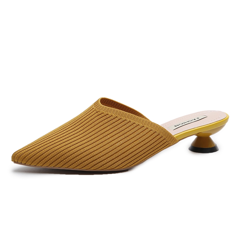 Dép bít mũi gót cao thời trang màu trơn dành cho nữ