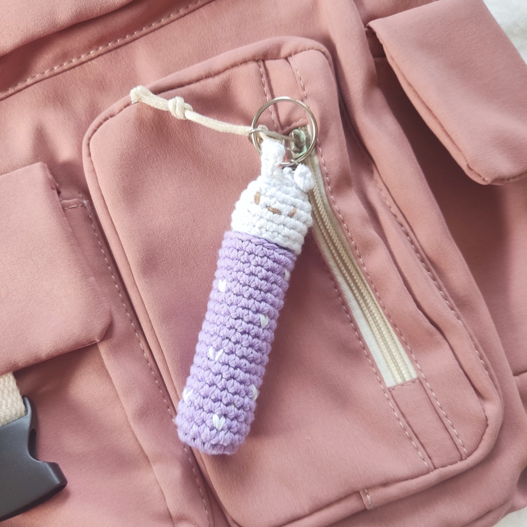Túi đựng son kiêm móc khóa handmade hình thỏ dễ thương