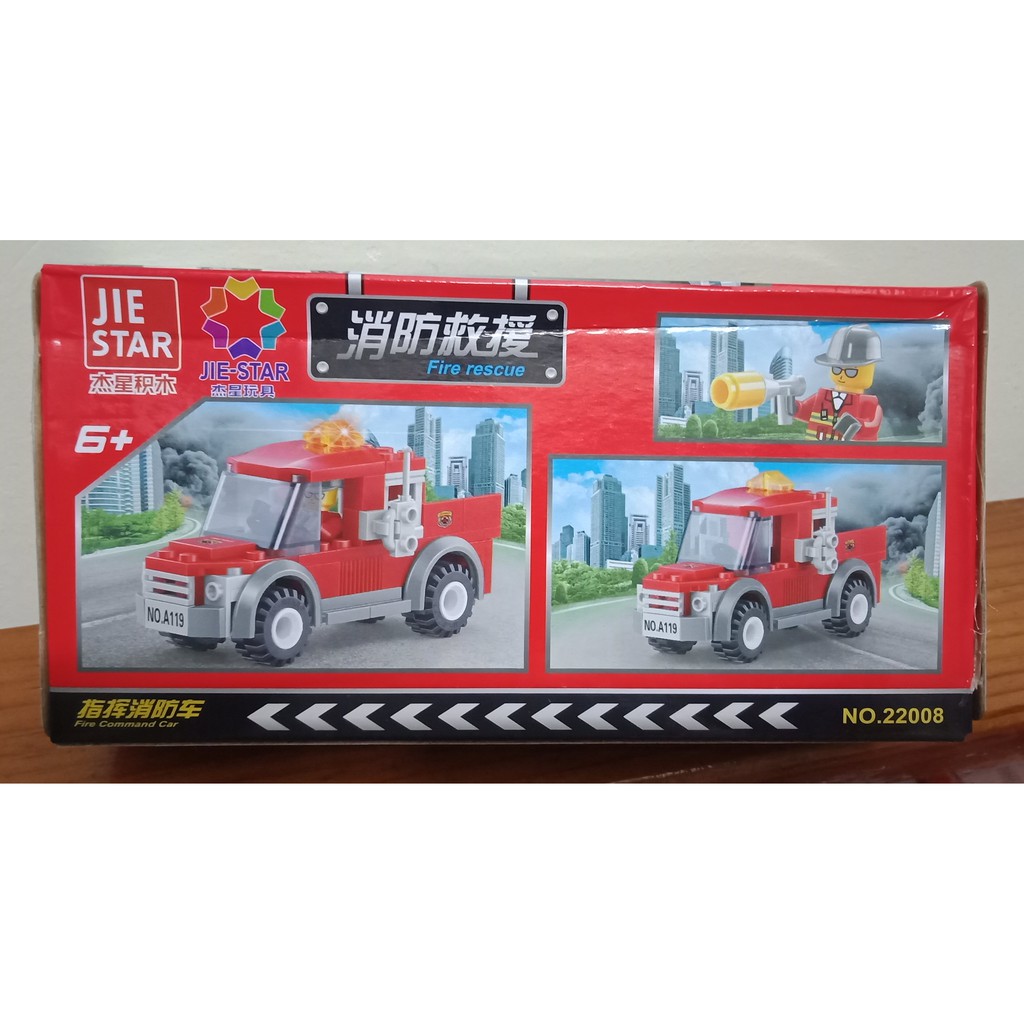 Bộ lắp ráp xe cứu hỏa Jie Star 22008 (85 mảnh)