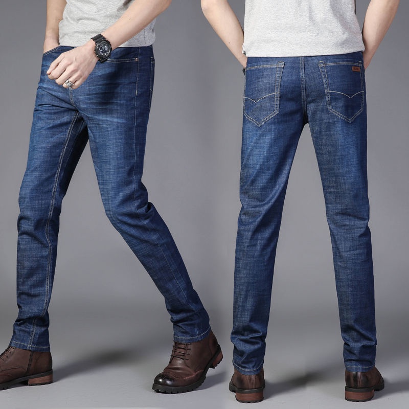 Quần Jean Dài Vải Lụa Lạnh Siêu Mỏng Lưng Cao Ống Rộng Thời Trang Mùa Hè Cho Nam