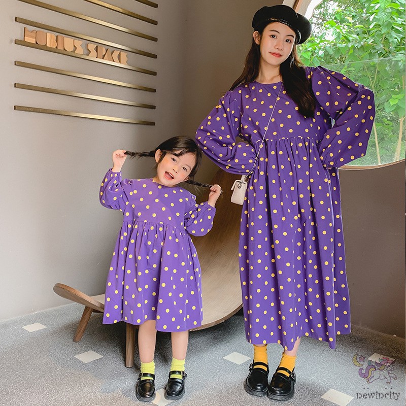 Đầm Chất Liệu Vải Cotton Hoạ Tiết Chấm Bi Dễ Thương Cho Bé